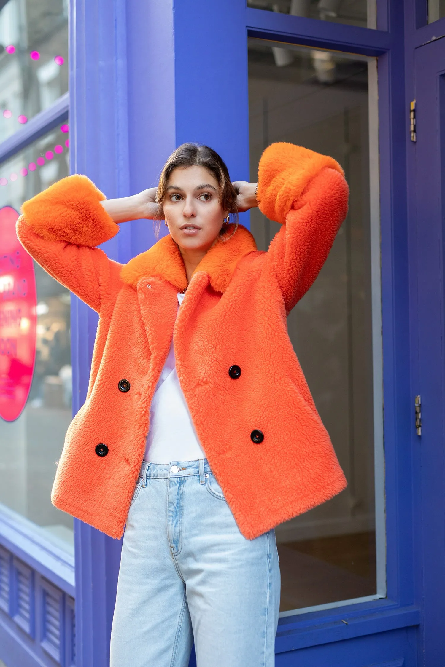 Fiona Short Wool Coat Orange sold by Americandreams product image thumbnail 4