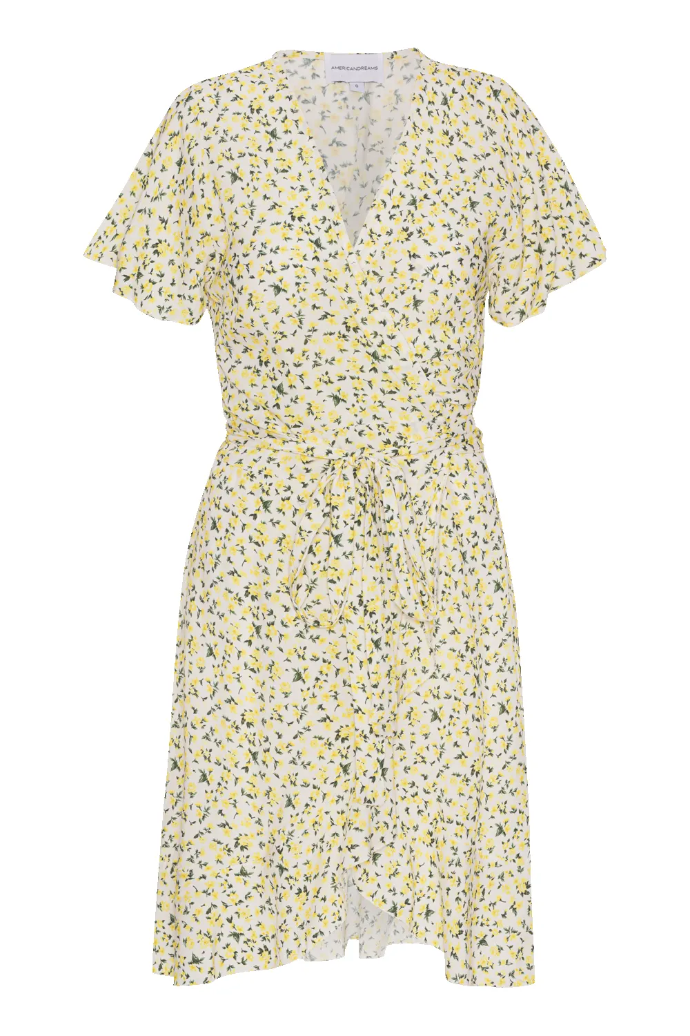 Milly Wrap Dress Short White/Lime Flower sold by American Dream