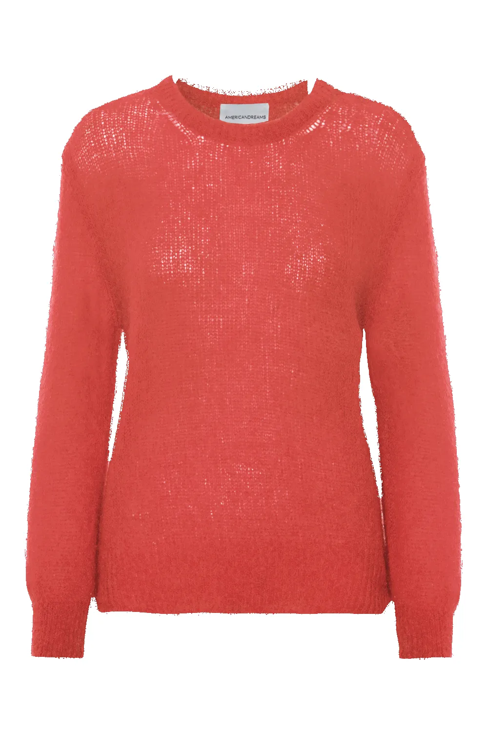 Ulla O Neck Knit Pullover Coral Red sold by Americandreams