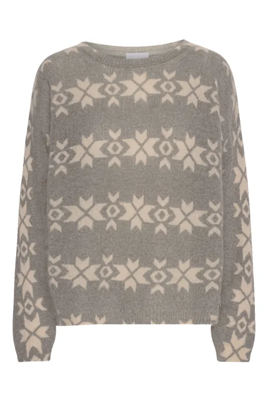 Eva Nordic Pullover Grey With White Print - Sample sold by Americandreams