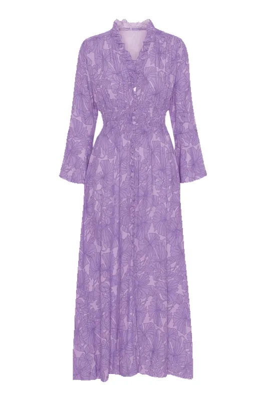 Sally Long Dress Lilac Printed - Sample sold by Americandreams