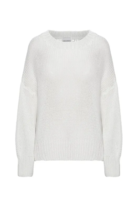 Pepper Round Neck Cotton Pullover White sold by Americandreams
