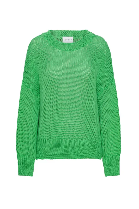 Pepper Round Neck Cotton Pullover Bright Green sold by Americandreams