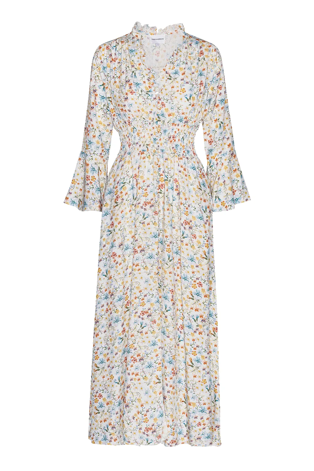 Sally Long Dress White Summer Flower sold by Americandreams