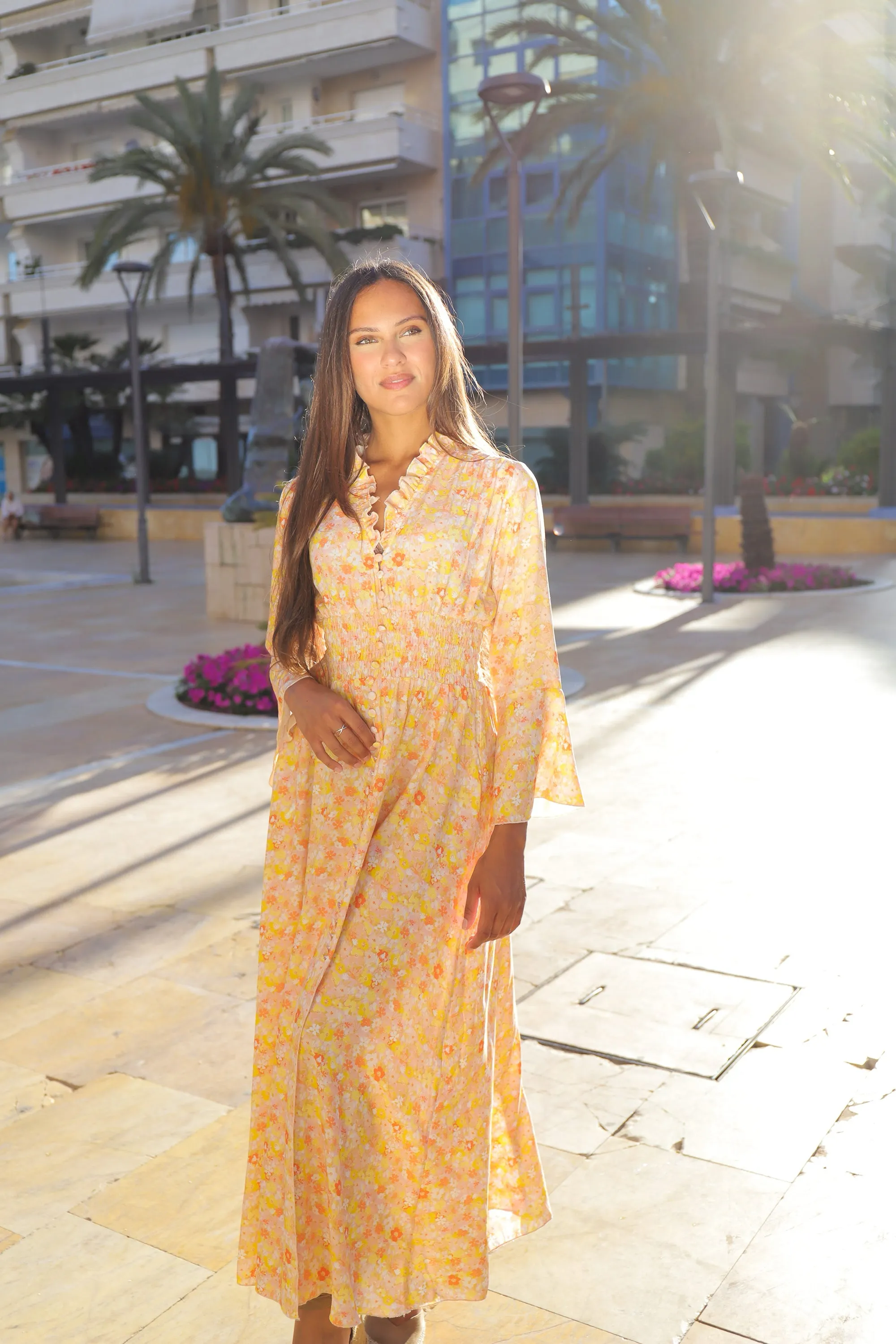 Sally Long Dress Peach Flower sold by Americandreams product image thumbnail 2