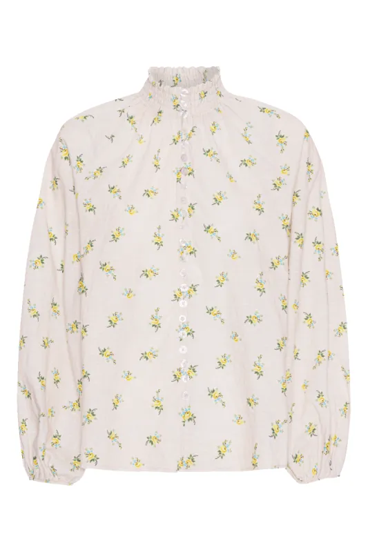 Perla Cotton Shirt Yellow Flower made by Americandreams