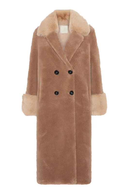 Fiona Long Wool Coat Light Brown made by Americandreams