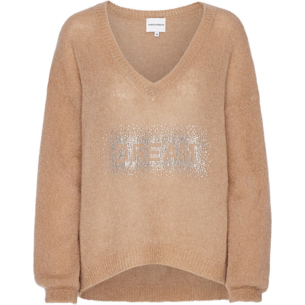 Silja V Neck Crystal Pullover - Medium Brown sold by American Dream