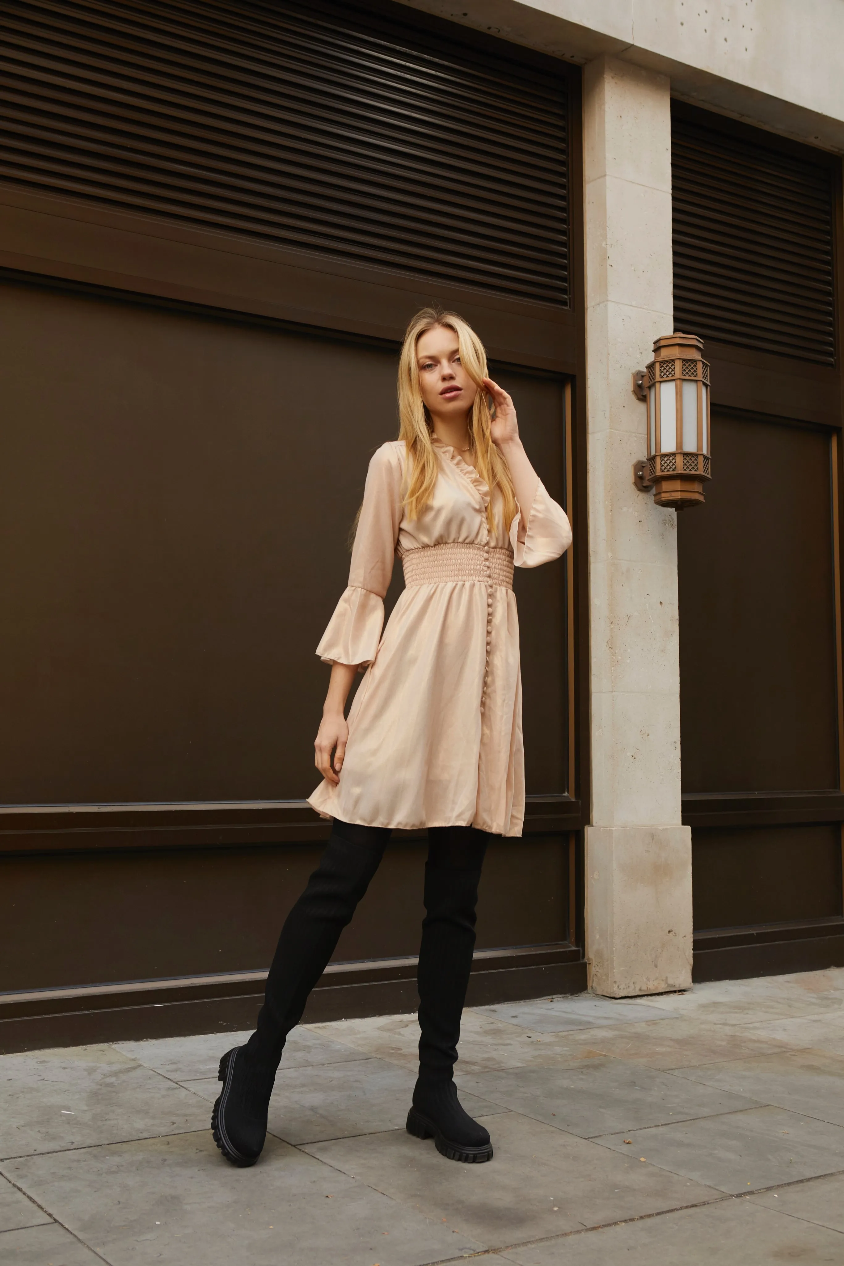 Sally Short Shimmer Dress Beige sold by Americandreams product image thumbnail 3