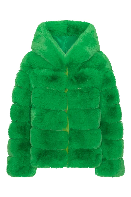 Blake Short Faux Fur Jacket Emerald Green sold by Americandreams