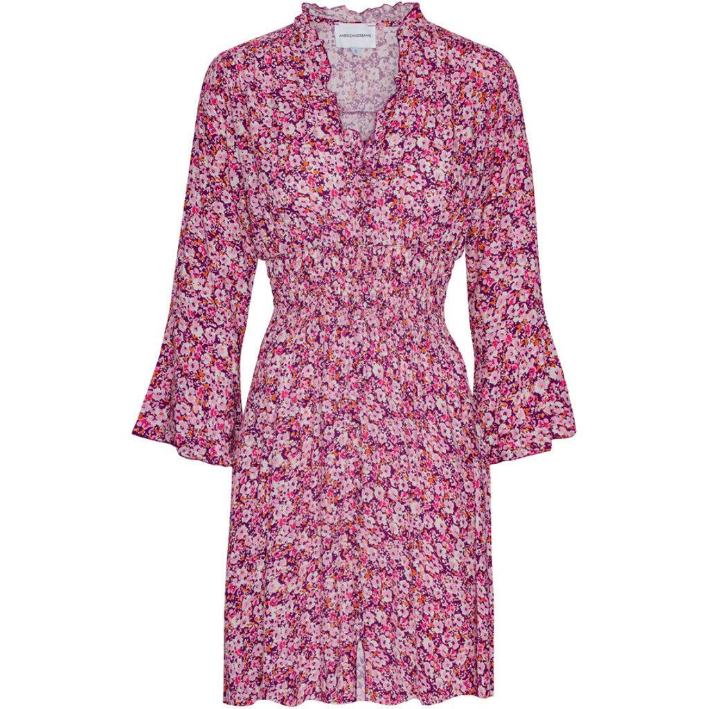 Sally Short Dress - Lilac Bordeaux Big Flower sold by American Dream