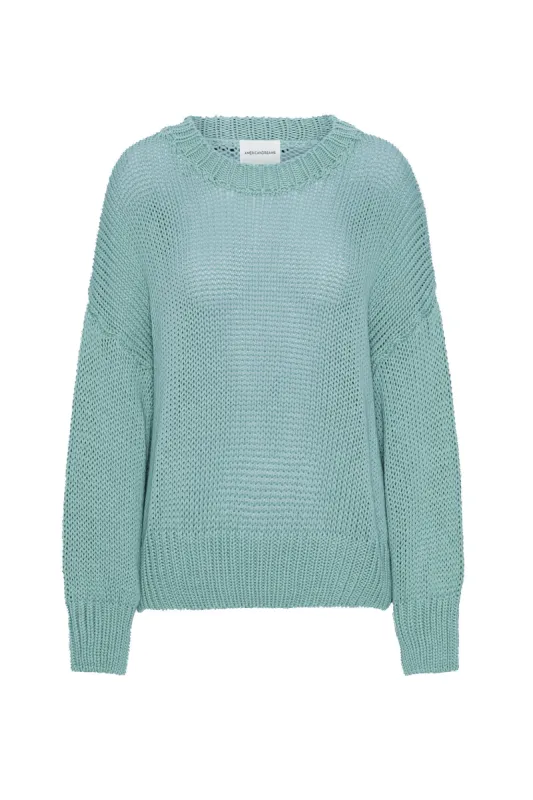 Pepper Round Neck Cotton Pullover Seafoam Green made by Americandreams