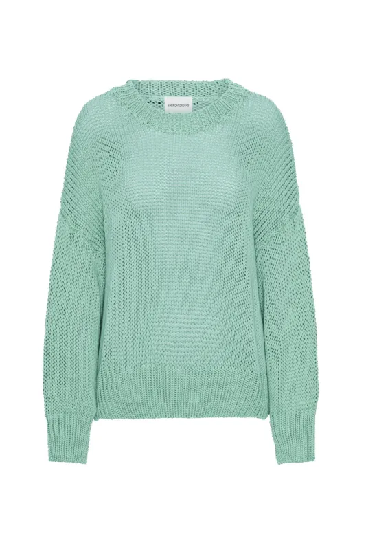 Pepper Round Neck Cotton Pullover Light Green sold by Americandreams