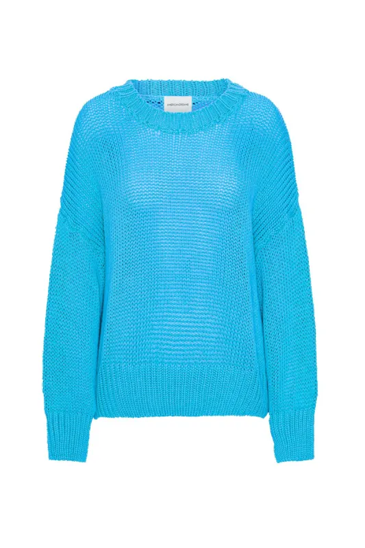 Pepper Round Neck Cotton Pullover Aqua Blue sold by American Dream