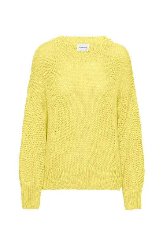 Pepper Round Neck Cotton Pullover Yellow made by Americandreams