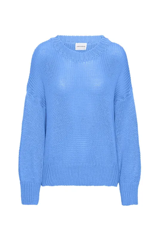 Pepper Round Neck Cotton Pullover Sky Blue sold by Americandreams