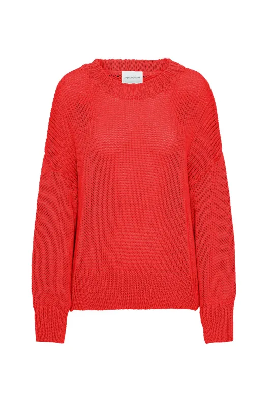 Pepper Round Neck Cotton Pullover Lipstick Red sold by American Dream