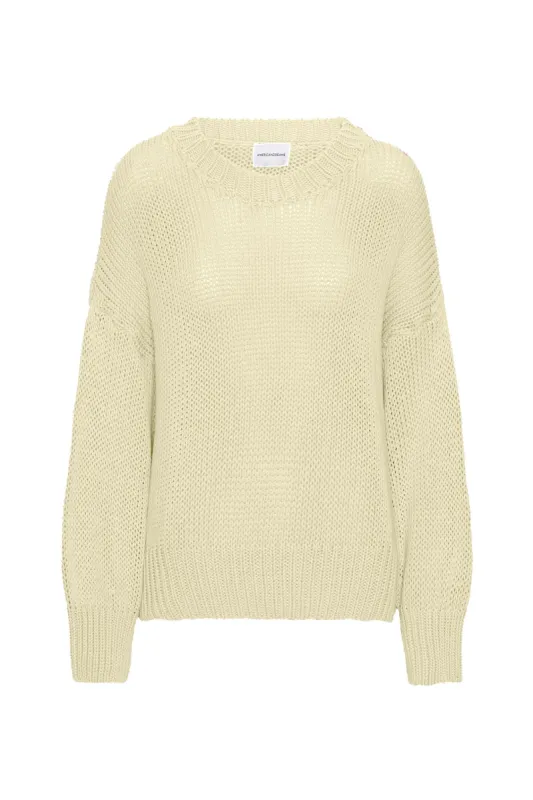 Pepper Round Neck Cotton Pullover Light Yellow sold by Americandreams