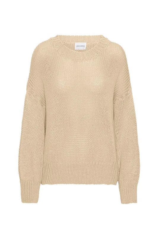 Pepper Round Neck Cotton Pullover Almond made by Americandreams