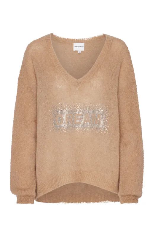 Silja V Neck Crystal Pullover Medium Brown made by Americandreams