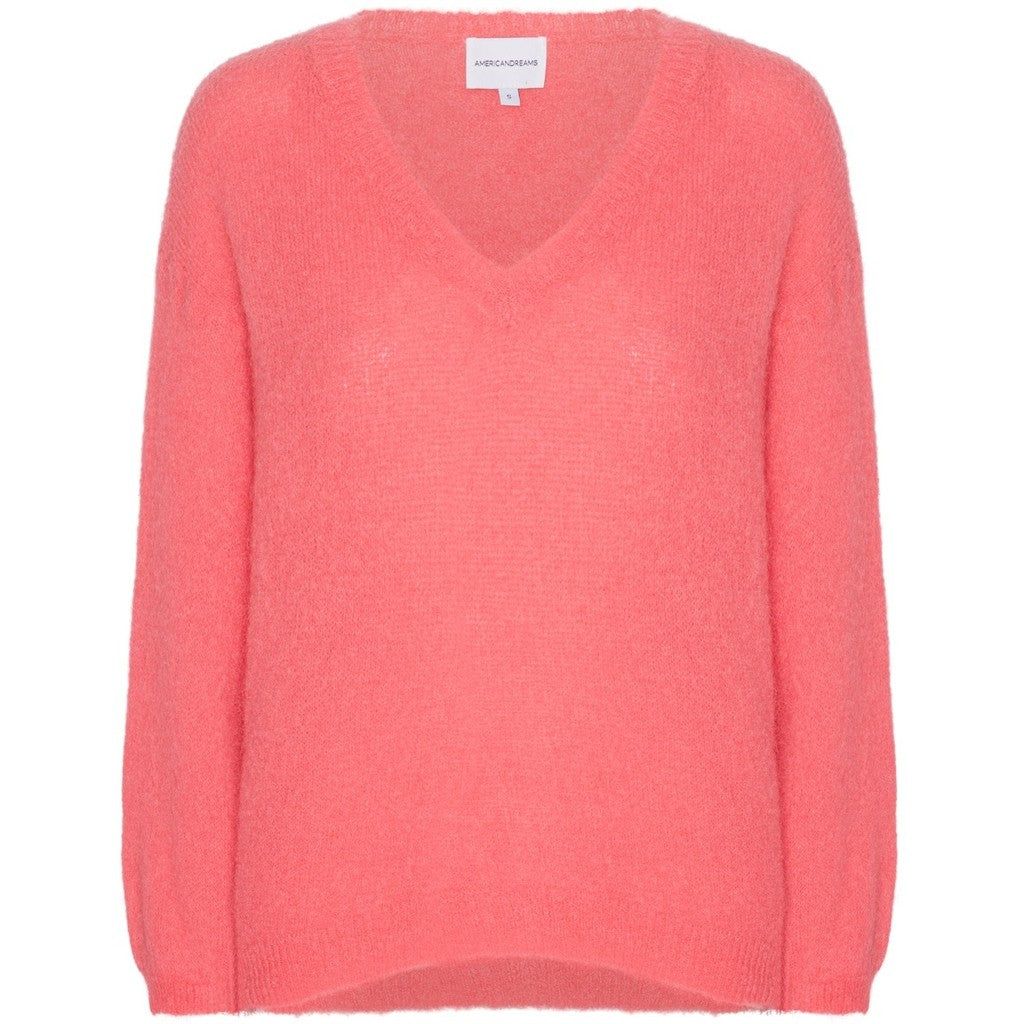 Silja V Neck Knit - Coral Red sold by American Dream