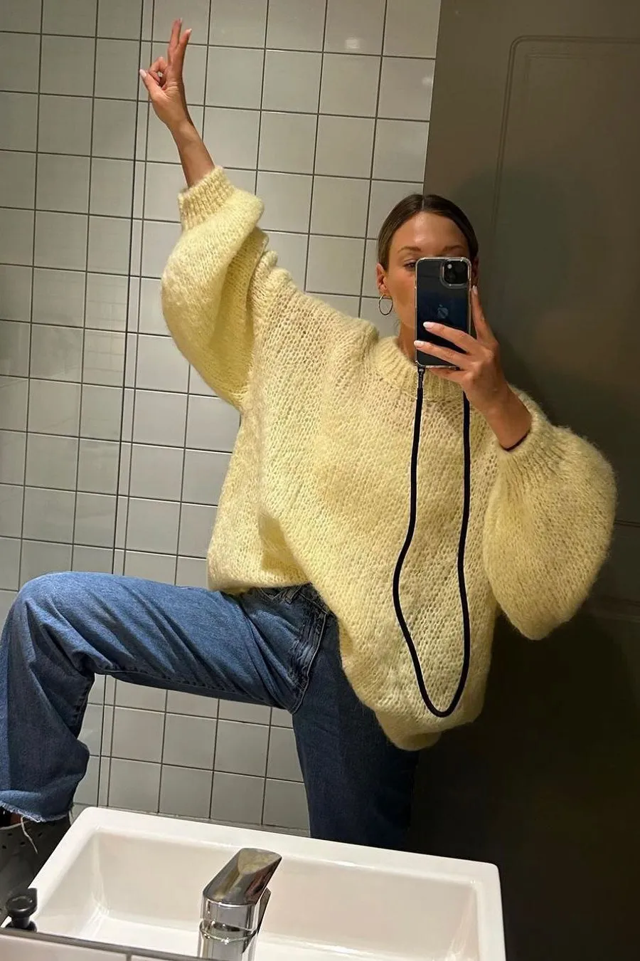 Pepper Round Neck Pullover Light Yellow sold by Americandreams product image thumbnail 2