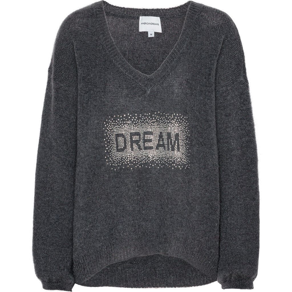 Silja V Neck Crystal Pullover - Graphite sold by American Dream