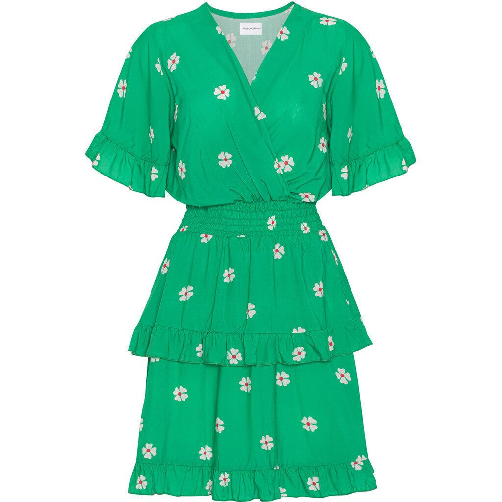 Ella Short Dress - Green W/White Flower sold by American Dream