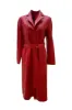 Mira Leather Coat Long Red - Sample sold by Americandreams