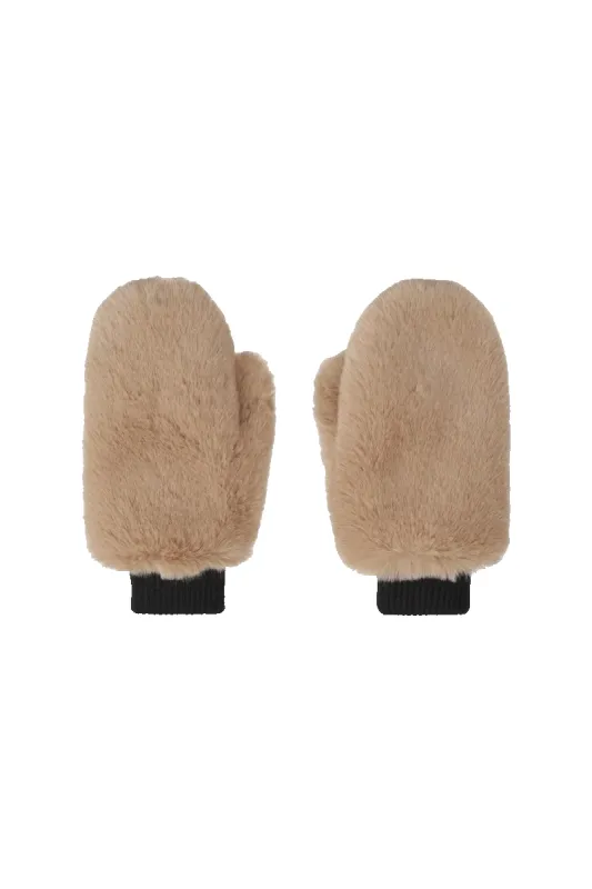 Ted Faux Fur Mittens Taupe sold by Americandreams