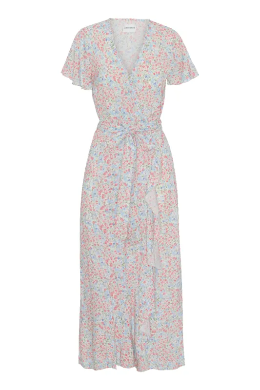 Milly Wrap Dress Long Blue Multi Flower sold by Americandreams