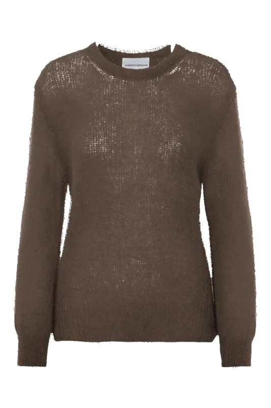 Ulla O Neck Knit Pullover Dark Brown sold by Americandreams