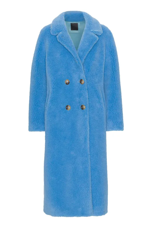 Fiona Long Coat Without Fur Sky Blue made by Americandreams
