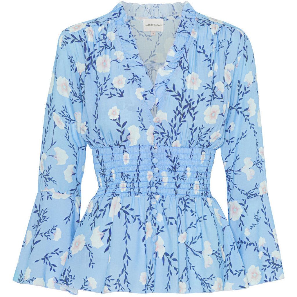 Sally Top - Light Blue Flower sold by American Dream