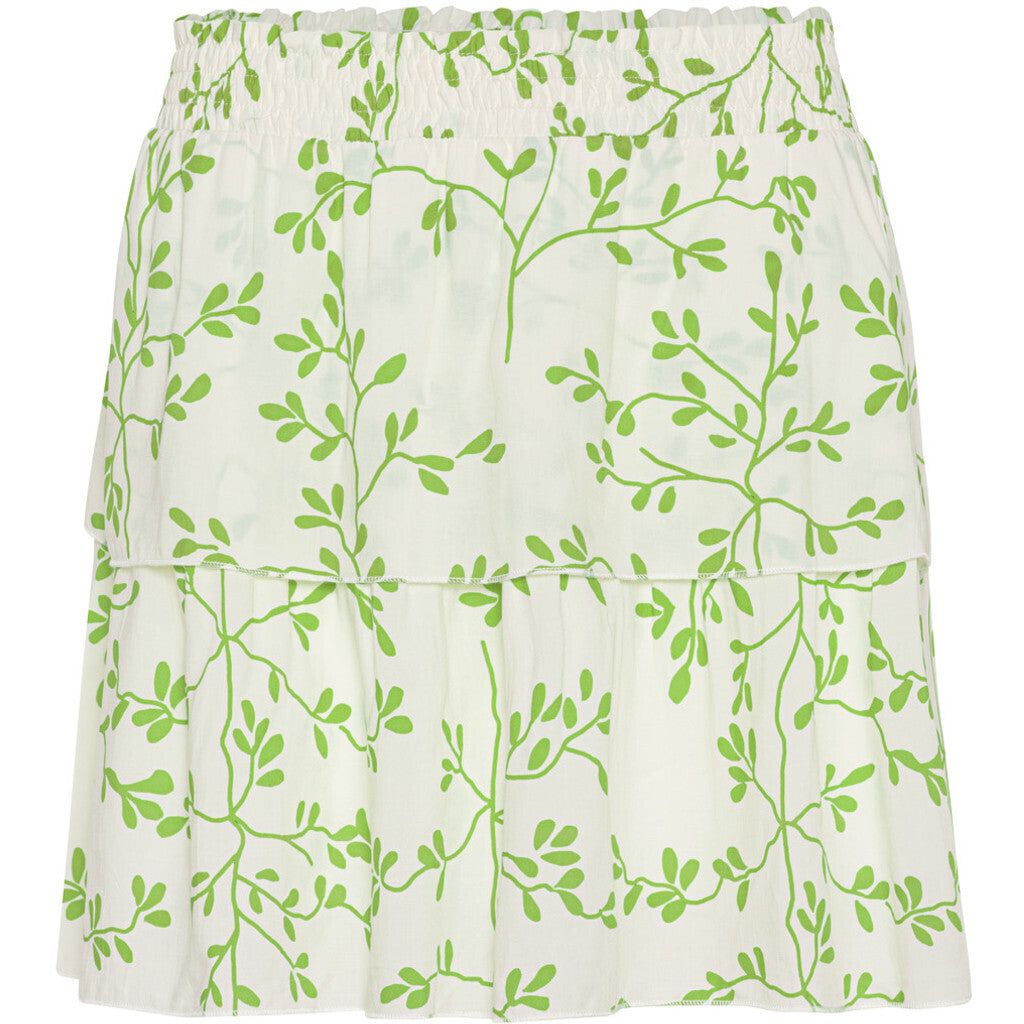 Sally Short Skirt - White/green leaf sold by American Dream