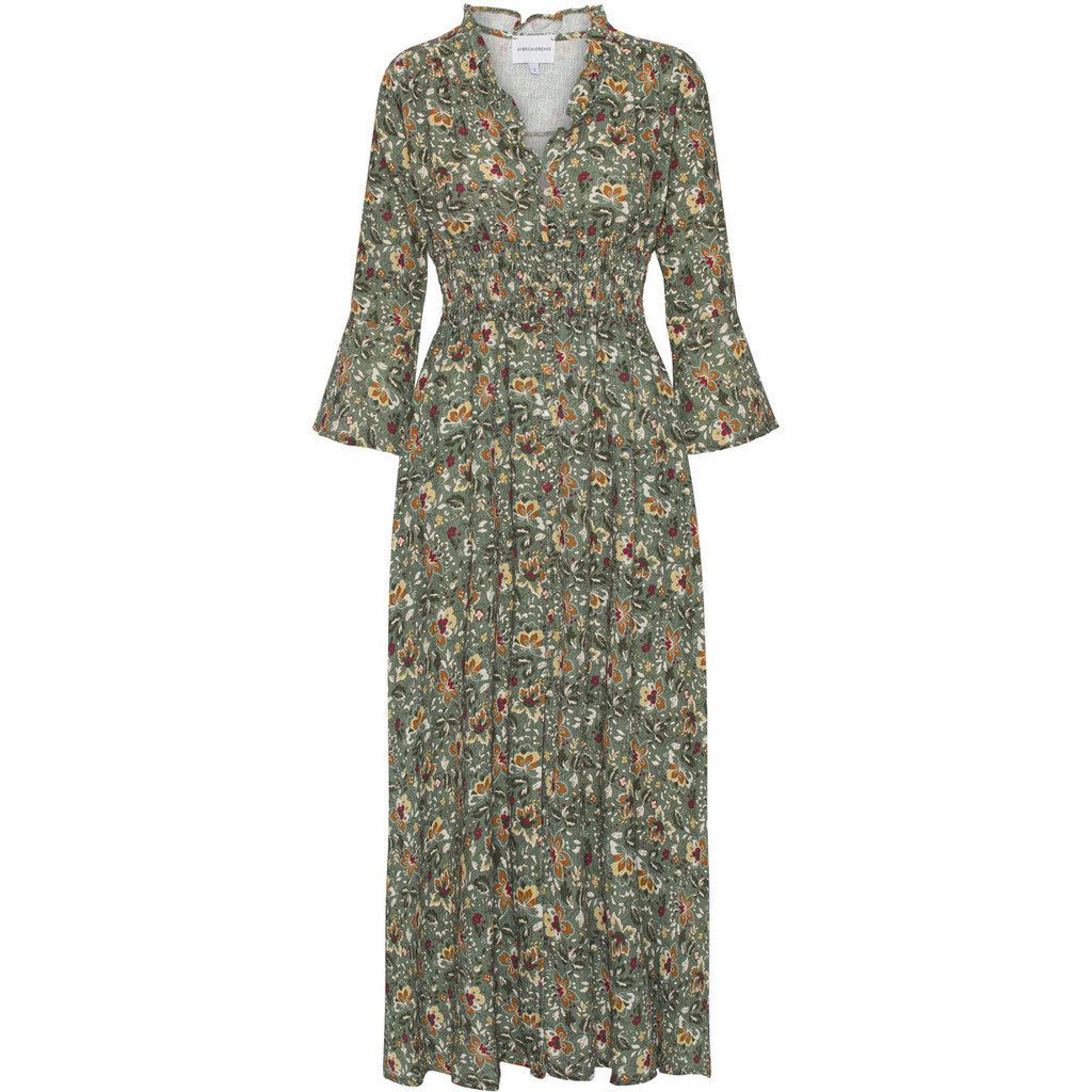 Sally Cotton Long Dress - Green Multi Small Flower sold by American Dream