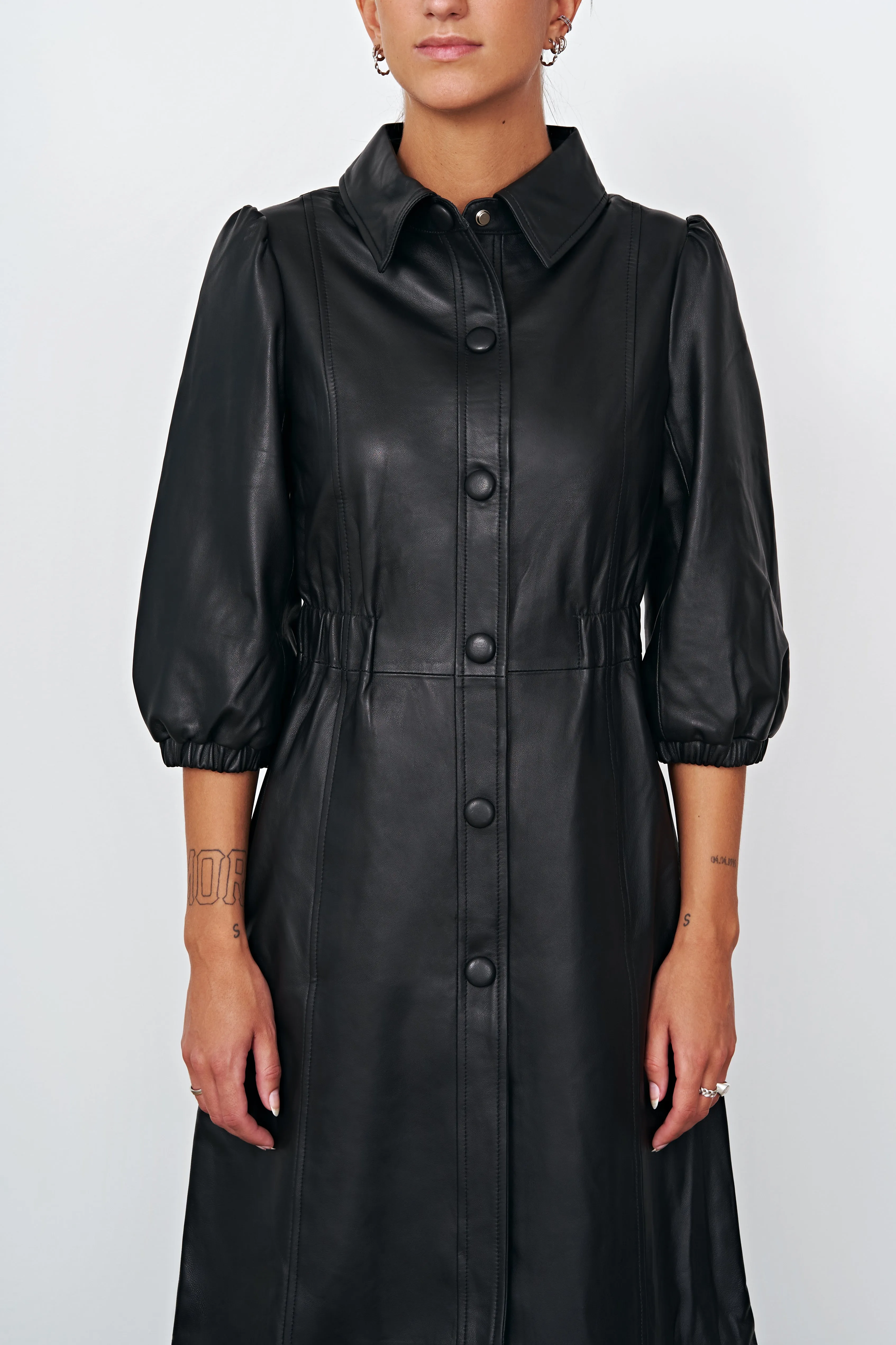 Alice Leather Button Dress Black - Sample sold by Americandreams product image thumbnail 5