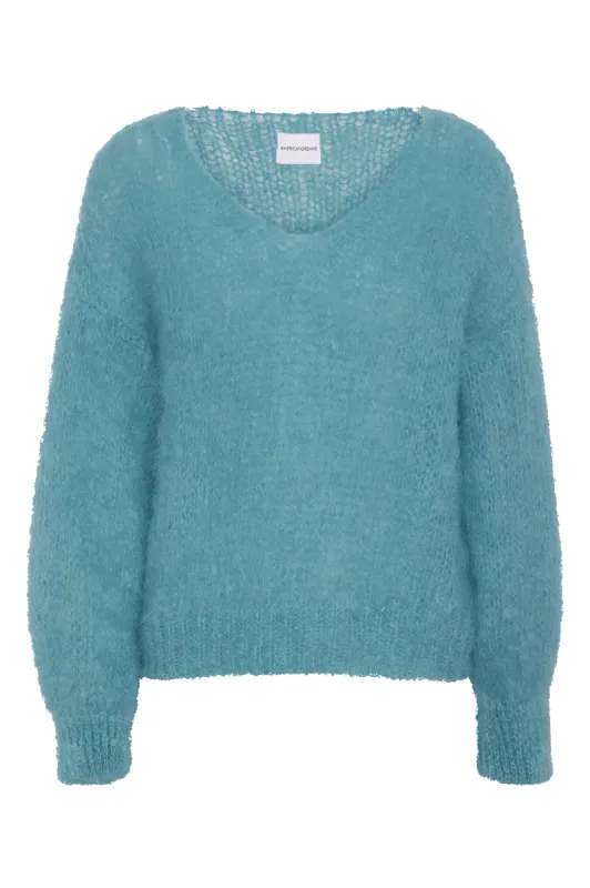 Milana LS Mohair Knit Turquoise sold by Americandreams