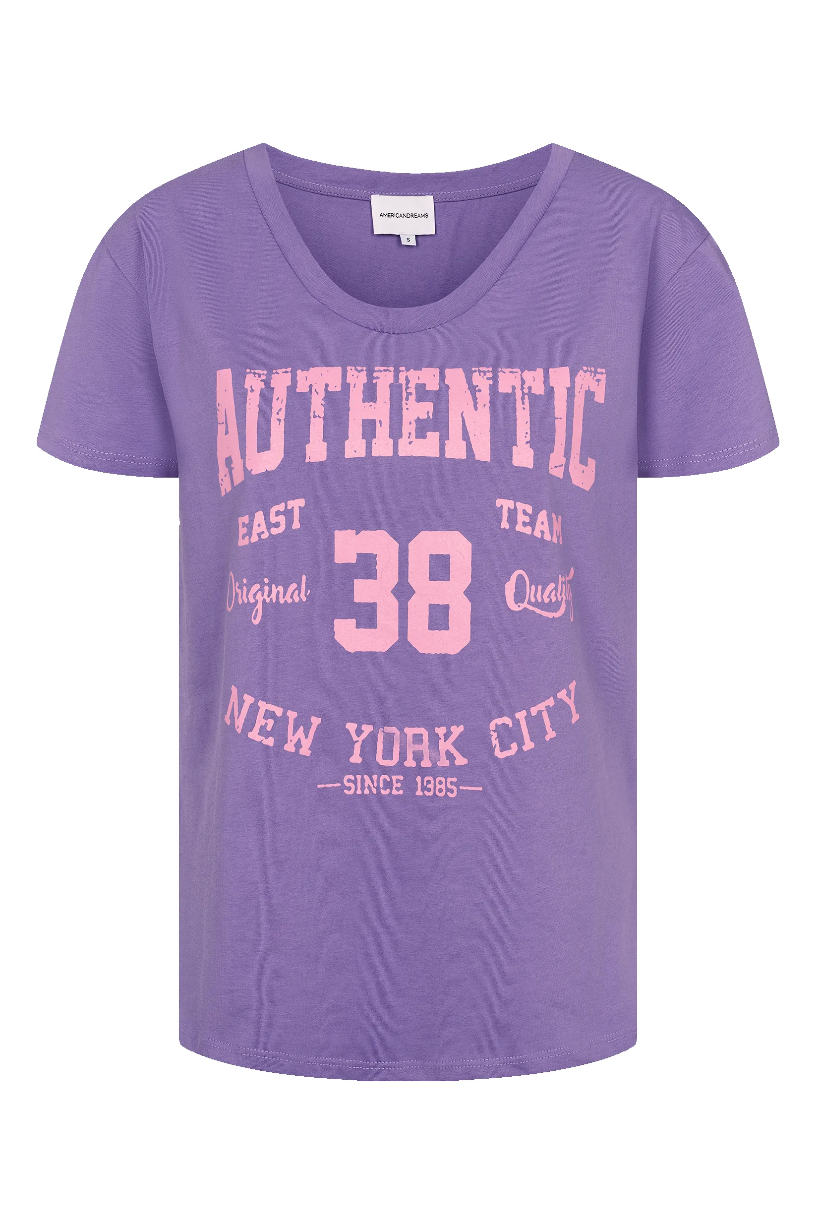 T-shirt Lilac 38 East Authentic Cotton Tee W/Pink Letters sold by Americandreams