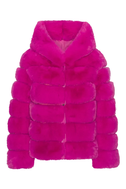 Blake Short Faux Fur Jacket Neon Pink sold by Americandreams