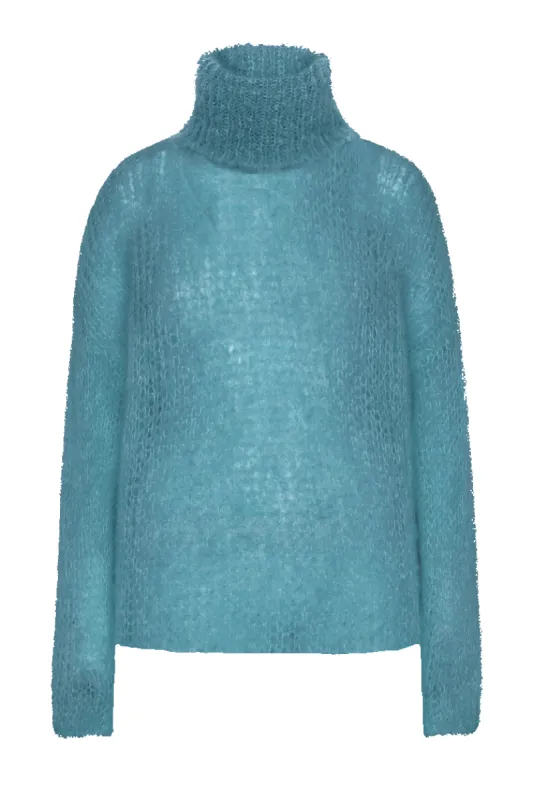 Livia LS Roll Neck Pullover Turquoise sold by Americandreams