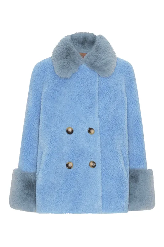 Fiona Short Wool Coat Sky Blue made by Americandreams
