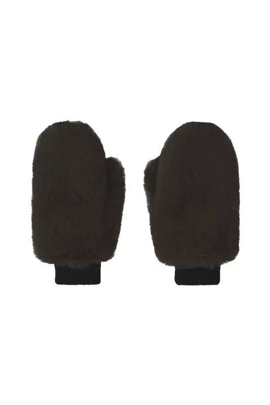 Ted Faux Fur Mittens Brown sold by Americandreams