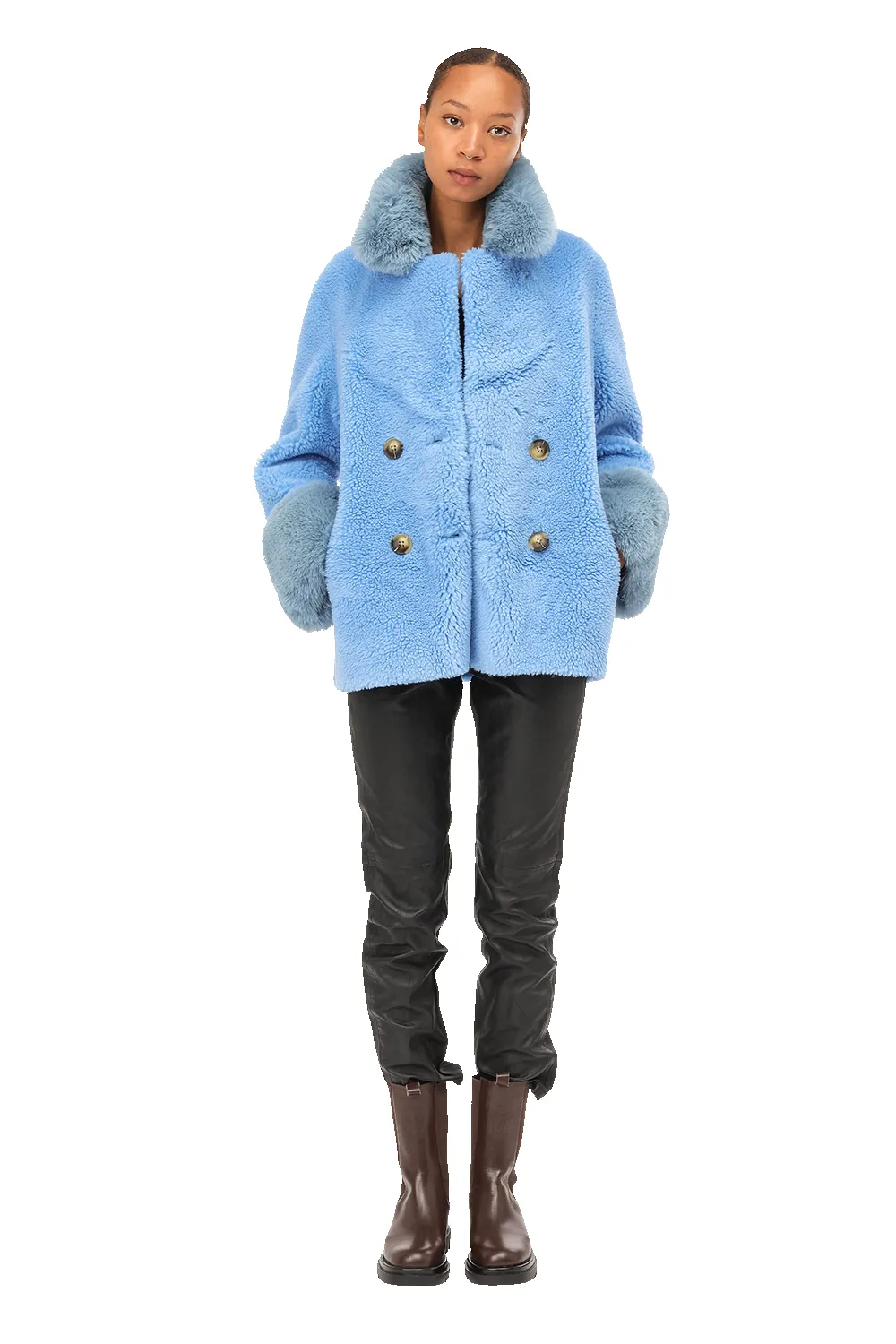 Fiona Short Wool Coat Sky Blue sold by Americandreams product image thumbnail 2