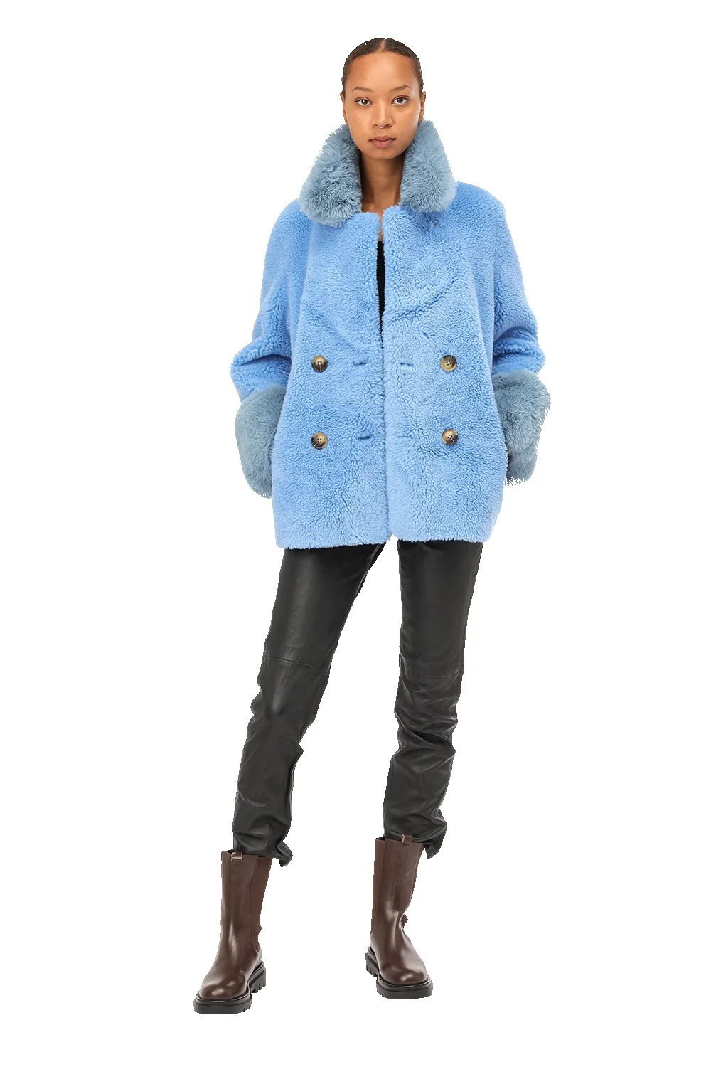 Fiona Short Wool Coat Sky Blue sold by Americandreams product image thumbnail 3
