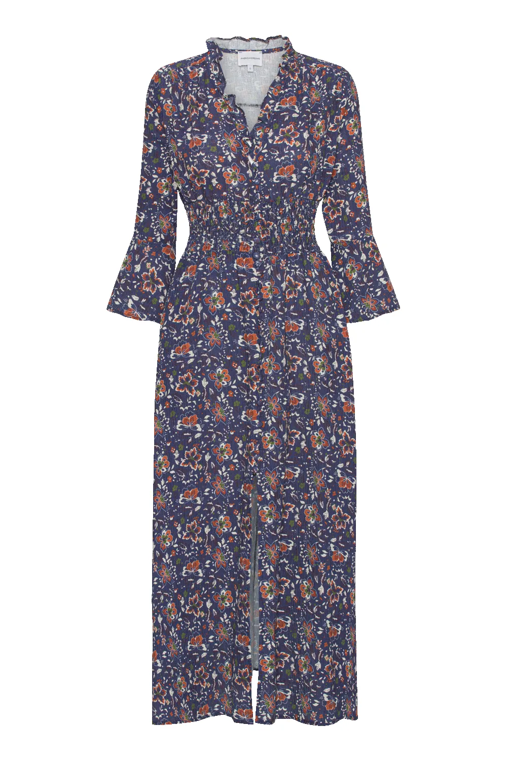 Sally Cotton Long Dress Blue Multi Small Flower sold by Americandreams