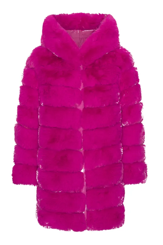 Blake Faux Fur Coat Long Neon Pink sold by Americandreams