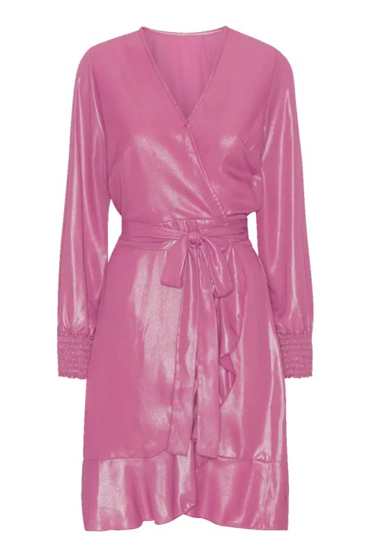 Milly LS Shimmer Wrap Dress Pink made by Americandreams