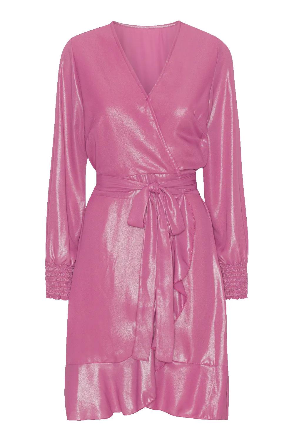 Milly LS Shimmer Wrap Dress Pink sold by Americandreams
