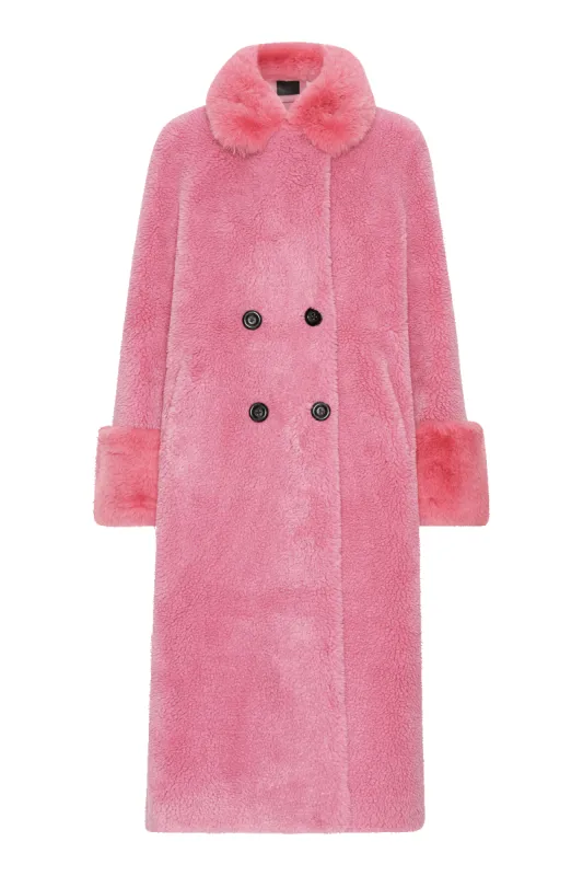 Fiona Long Wool Coat Pink made by Americandreams